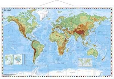 Weltkarte physisch - Wandkarte mit Metallbeleistung NEUE AUFLAGE von Stiefel